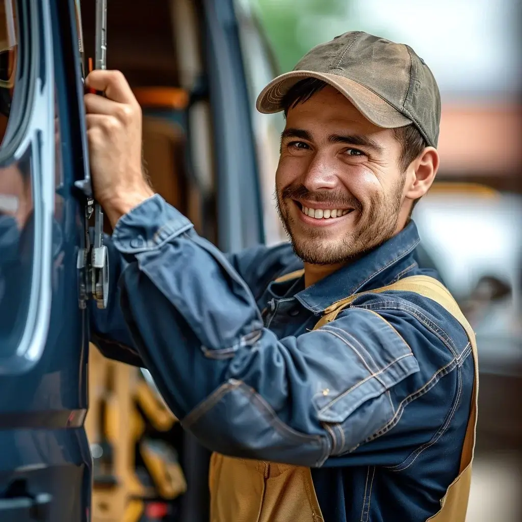 Der Schlüsseldienst öffnet das Auto